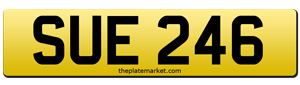 Sue number plate