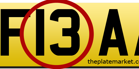 13 on a UK number plate