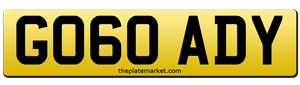 current style number plate Adrian Ady GO60 ADY