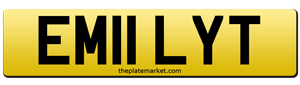 current style number plate Emily EM11 LYX