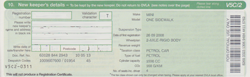 documents for number plate transfer V5C/2 green slip